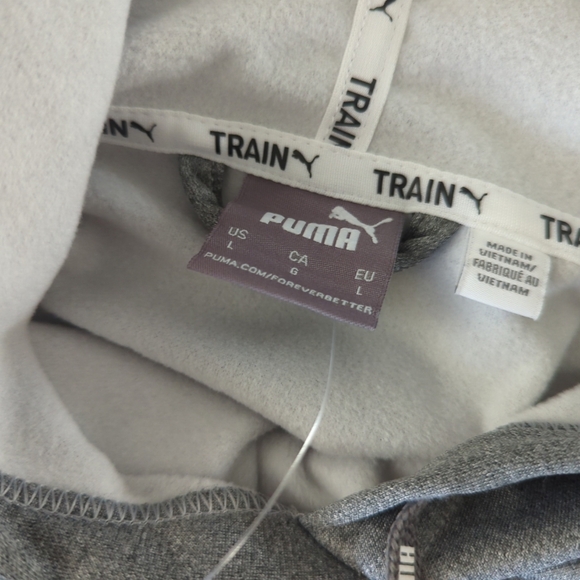 NWT puma fit power pullover hoodie. Gray/ white casual outerwear large - Picture 11 of 13